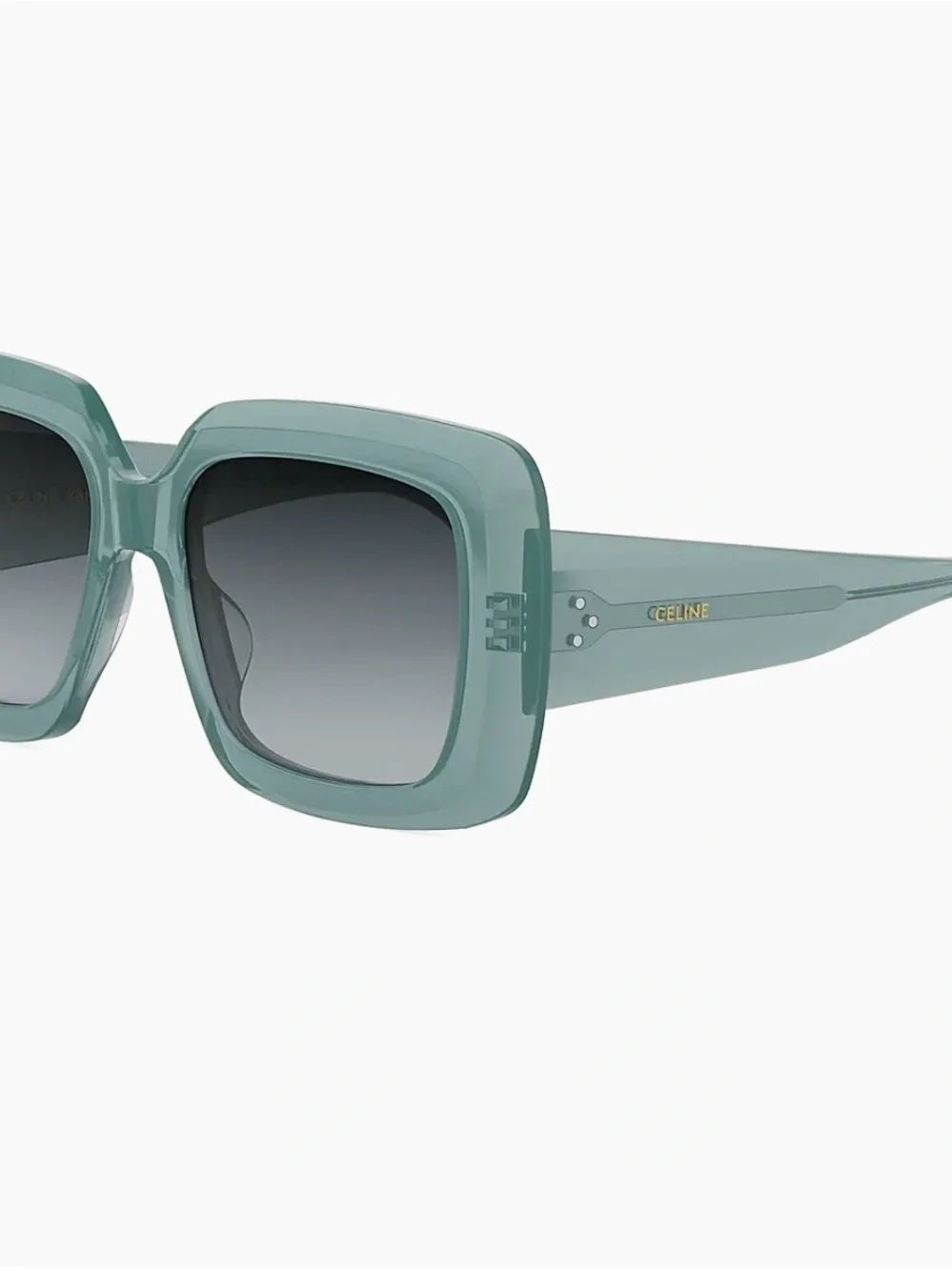 Celine 54mm Square Sunglasses in Translucent Teal with Gradient Lenses